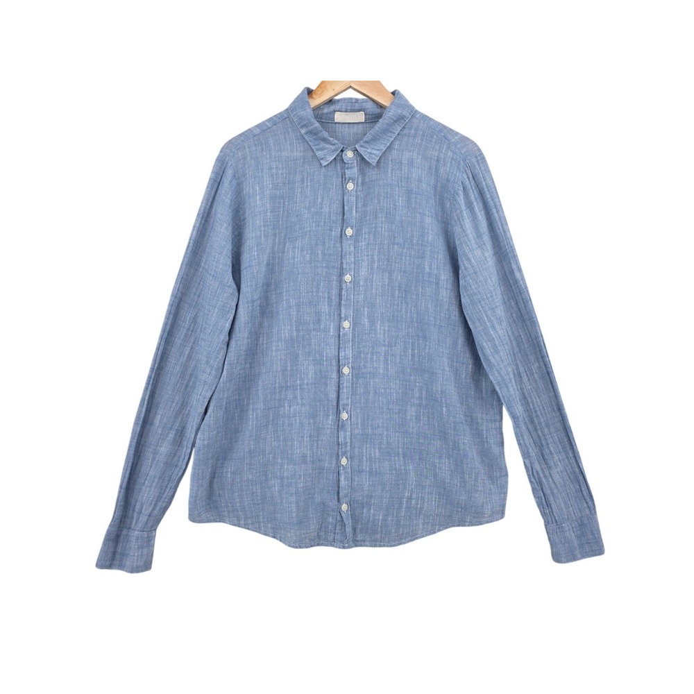 CP Shades Womens L Blue Romy 100% Linen Button Up Shirt